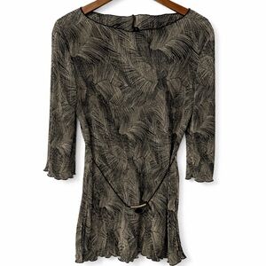 Black and Tan Patterned Blouse